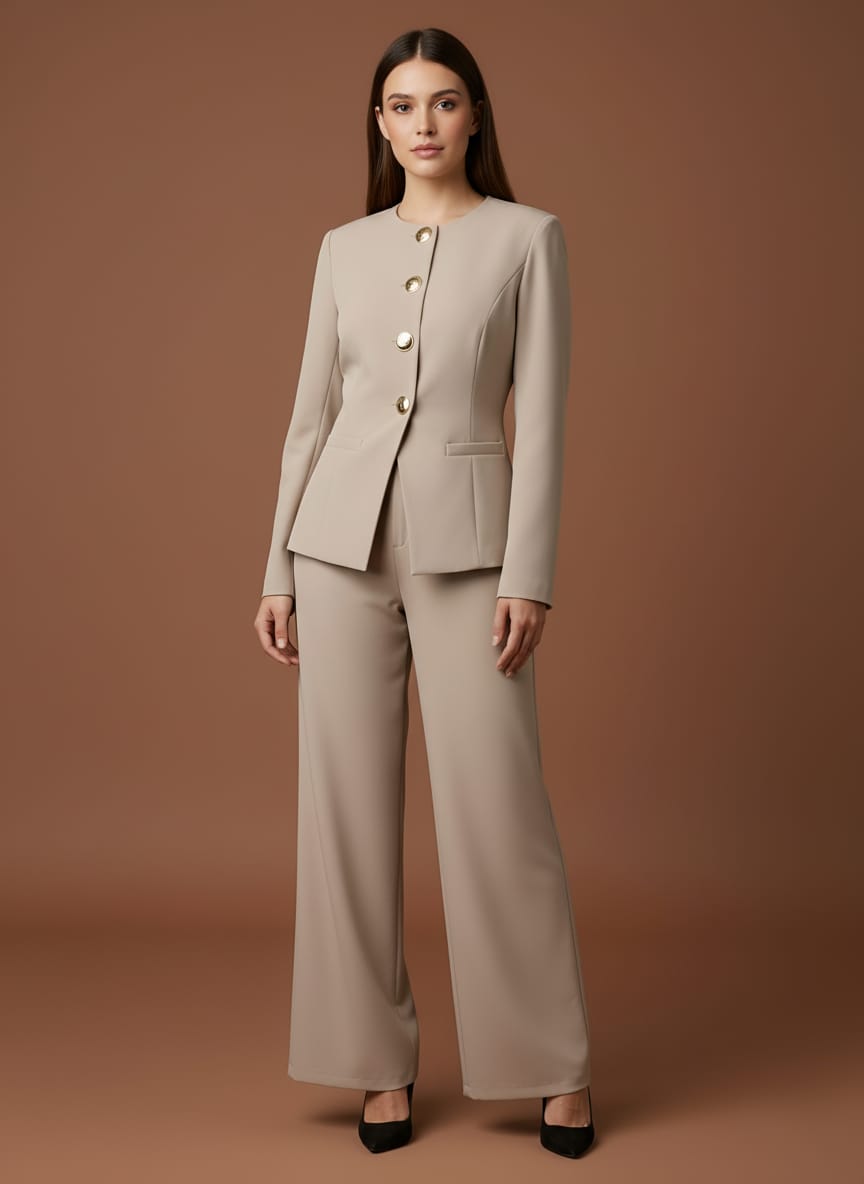 Conjunto de cuello redondo con pantalón
