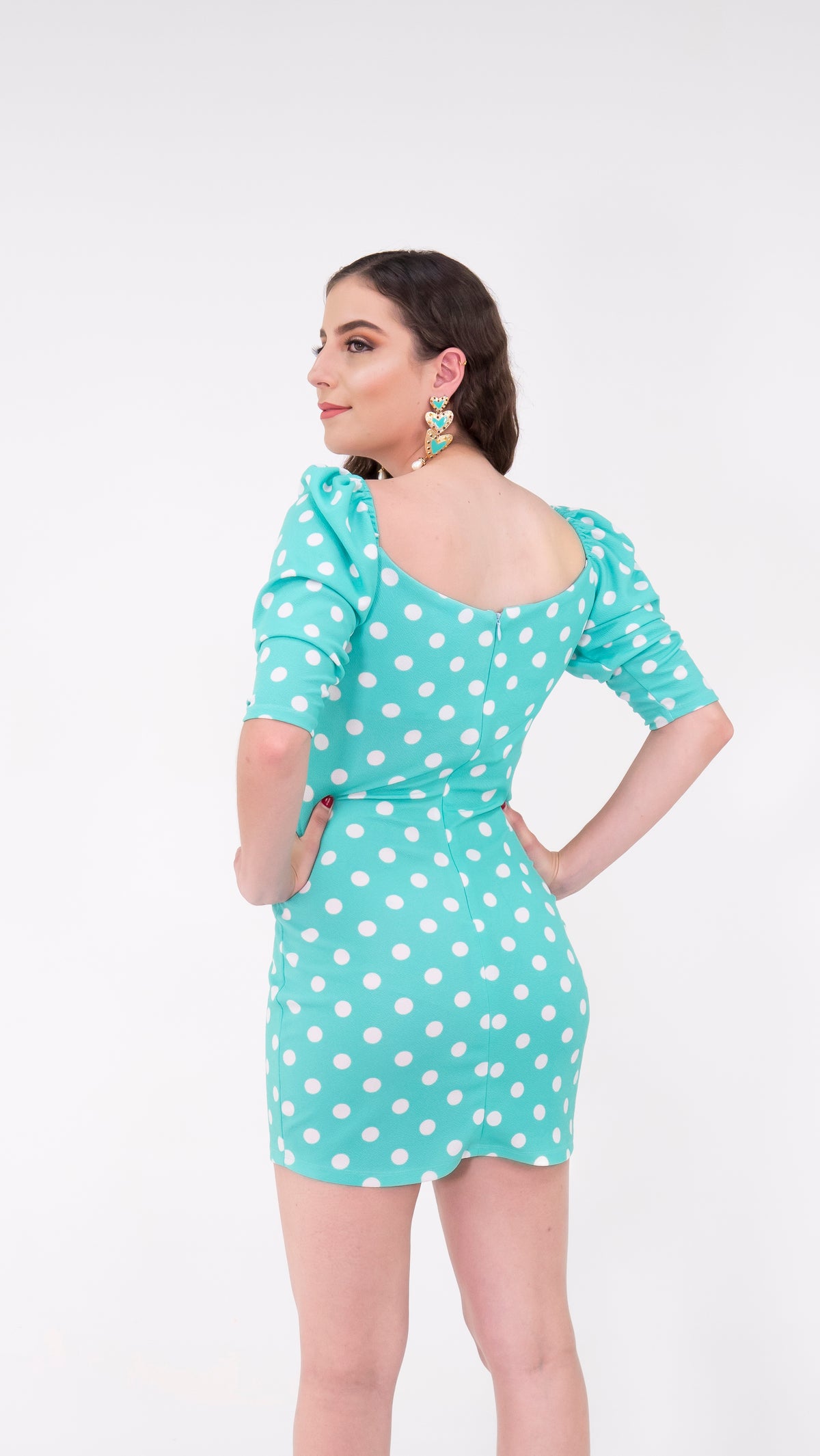 Vestido lunares con manga