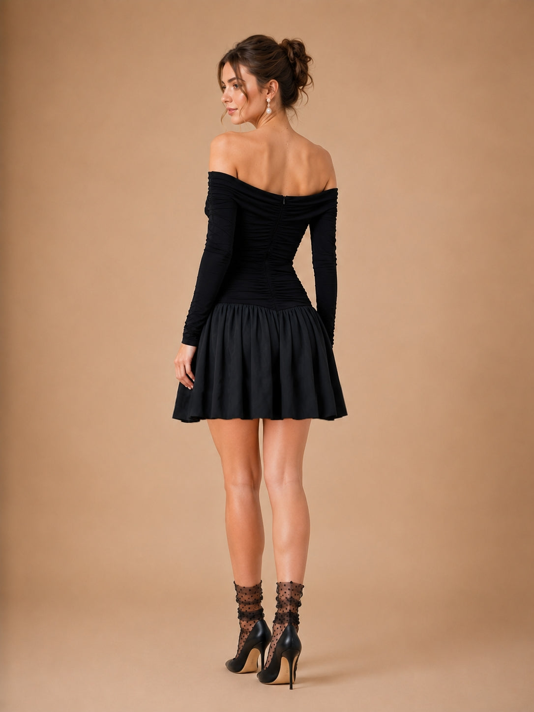 Vestido fruncido con mangas Estelle