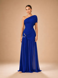 Vestido asimétrico de tul stretch Maisie