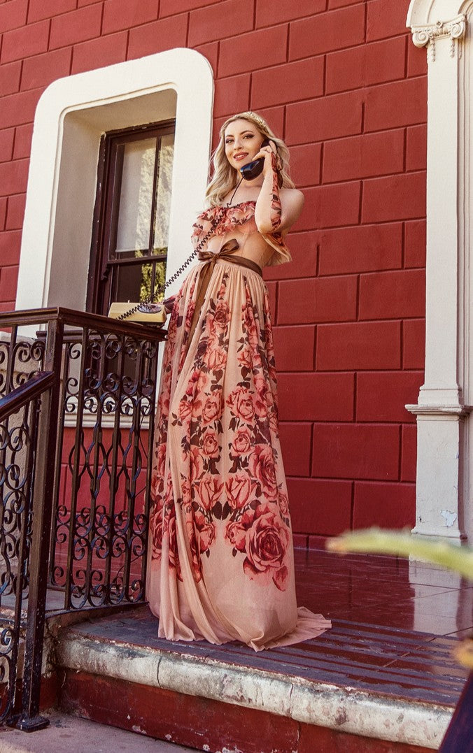Vestido strapless juliet's roses