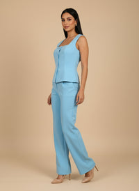 Conjunto de blusa escote cuadrado y pantalón