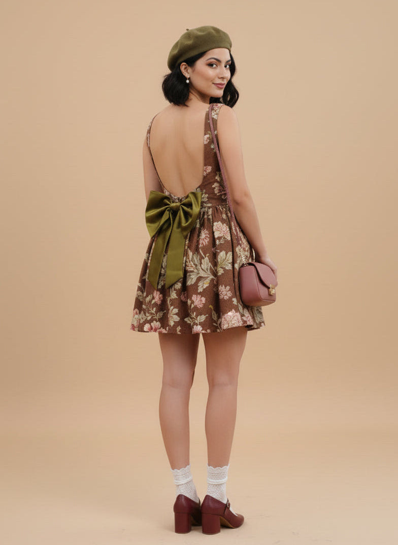 Vestido con moño estampado