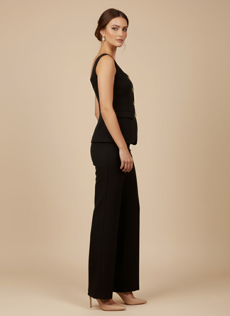 Conjunto de blusa escote cuadrado y pantalón