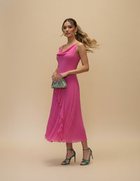 Vestido de falda con tablones y olan Amara