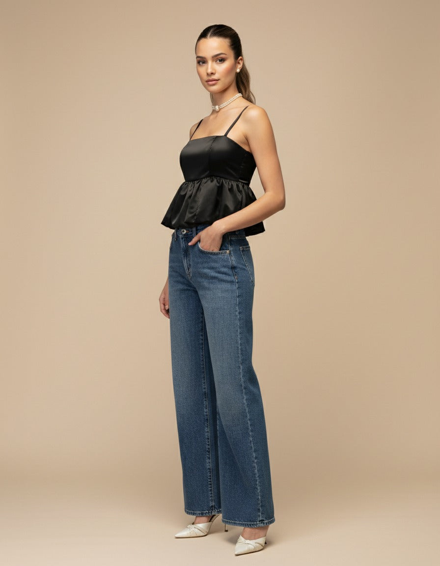 Blusa globo de raso Elodie