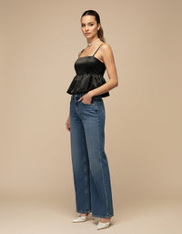 Blusa globo de raso Elodie