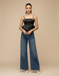 Blusa globo de raso Elodie