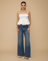 Blusa globo de raso Elodie