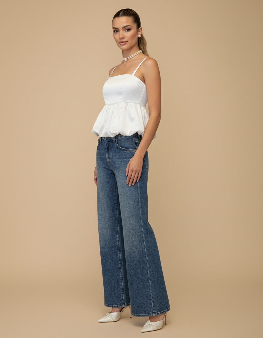 Blusa globo de raso Elodie