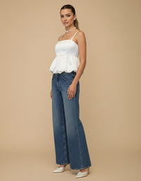 Blusa globo de raso Elodie