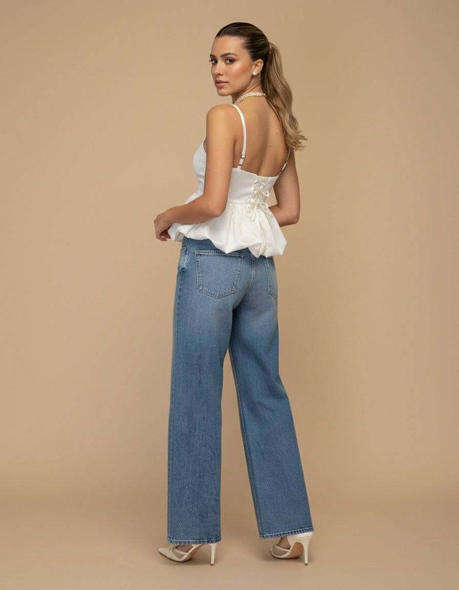 Blusa globo de raso Elodie