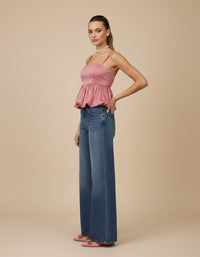 Blusa globo de raso Elodie