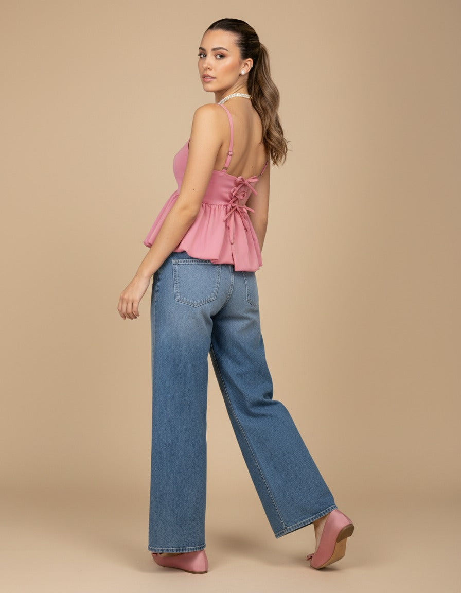 Blusa globo de raso Elodie