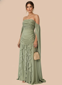 Vestido de mangas y escarolas Luciana