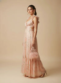 Vestido floral con escarolas Giselle