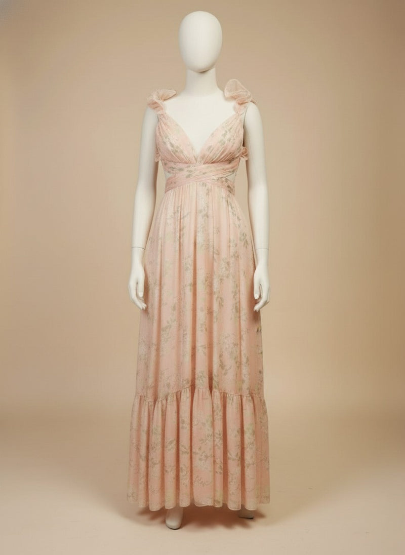 Vestido floral con escarolas Giselle