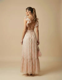 Vestido floral con escarolas Giselle