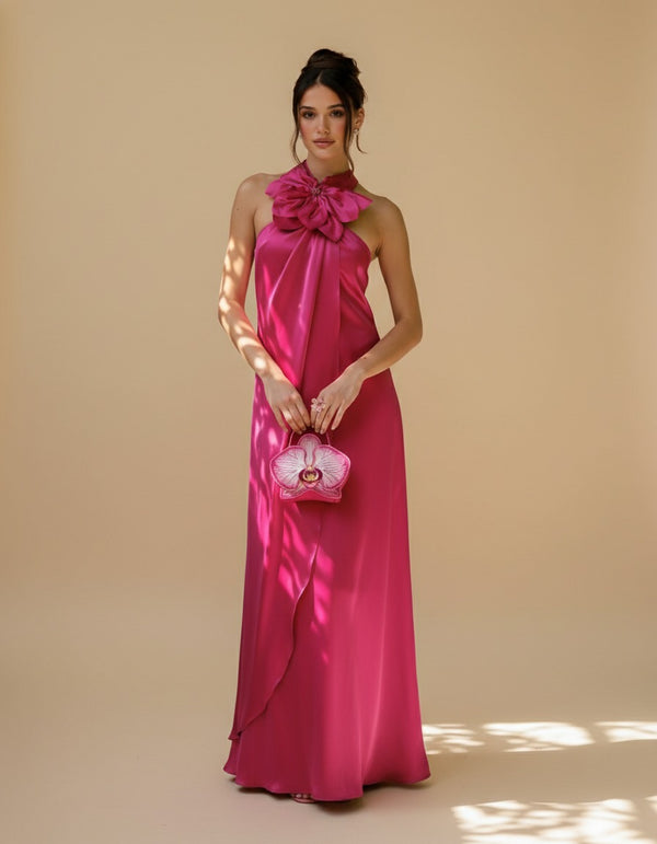 Vestido halter de flor Magnolia