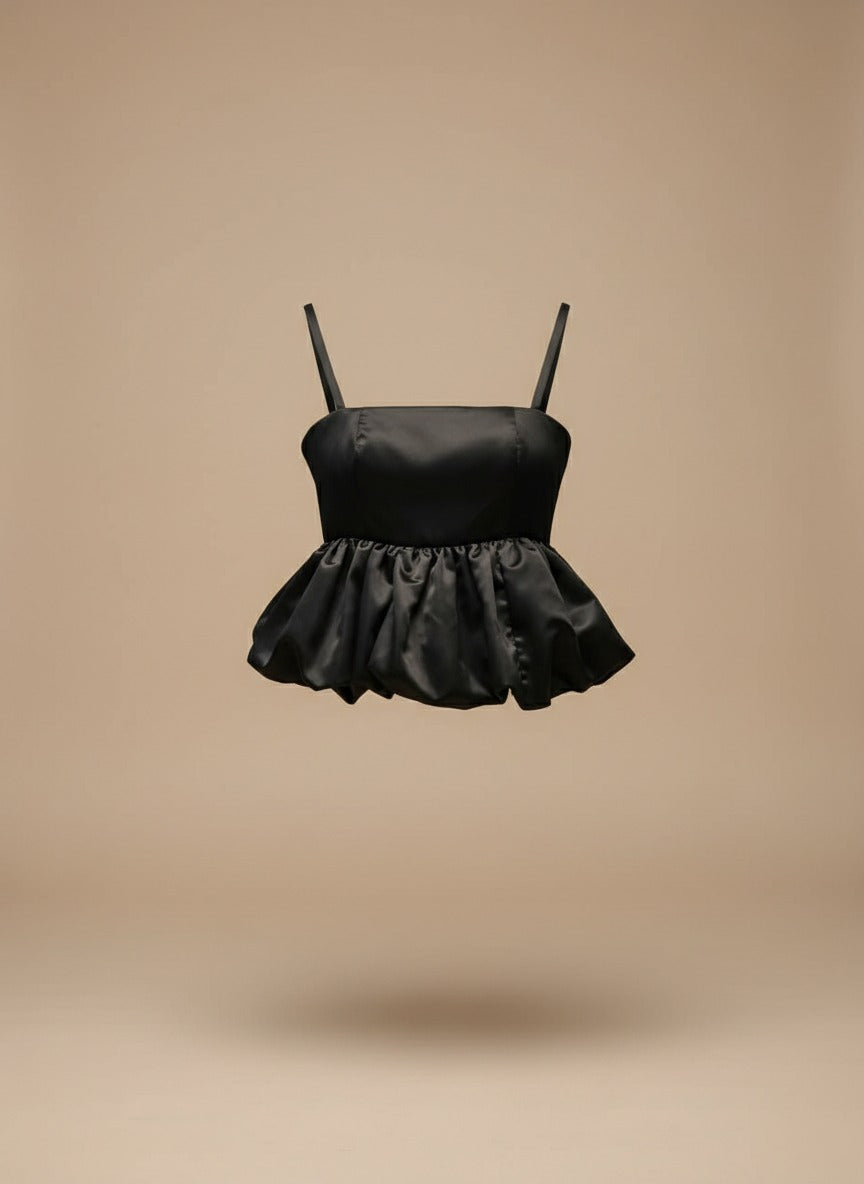 Blusa globo de raso Elodie