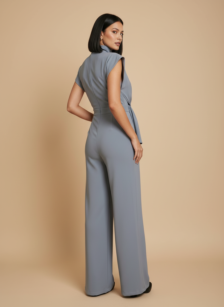 Jumpsuit de cuello alto con drapeado