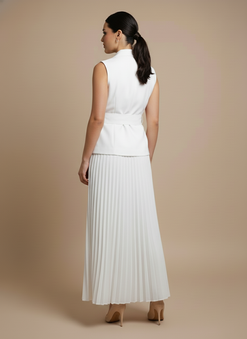 Conjunto de falda midi y chaleco Sofia