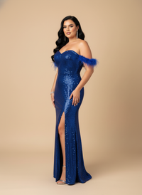 Vestido de lentejuela con plumas Iridesa