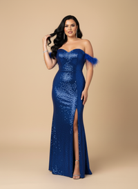 Vestido de lentejuela con plumas Iridesa