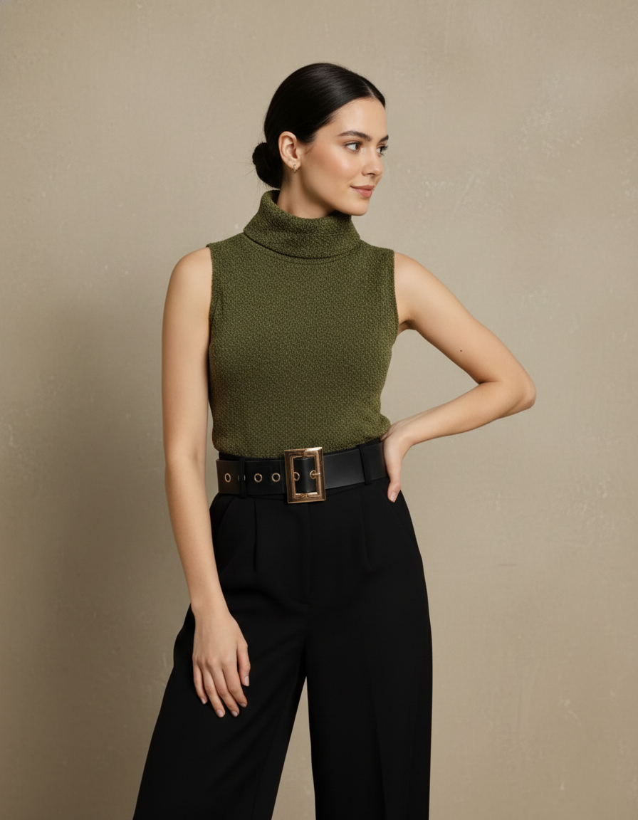 blusa de tejido de cuello Caroline
