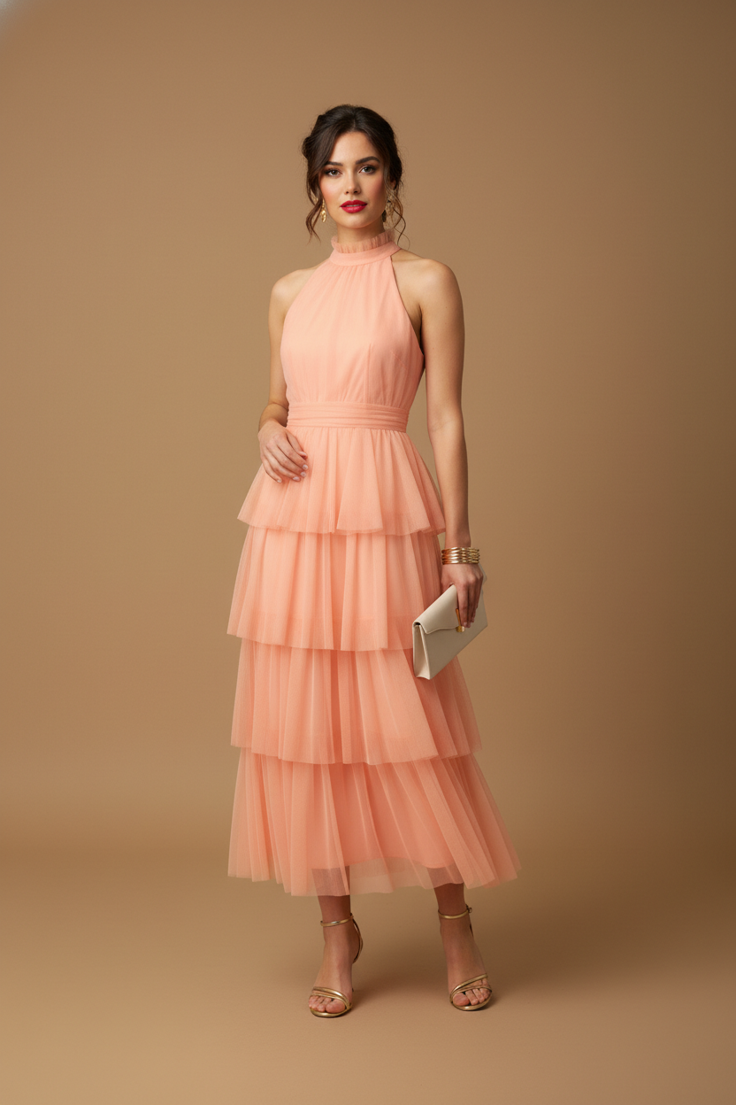 Vestido de tul con capas Florence