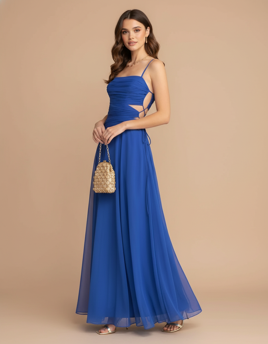 Vestido de tul con abertura en cintura Amber