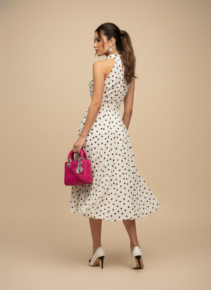 Vestido midi de lunares Vivienne