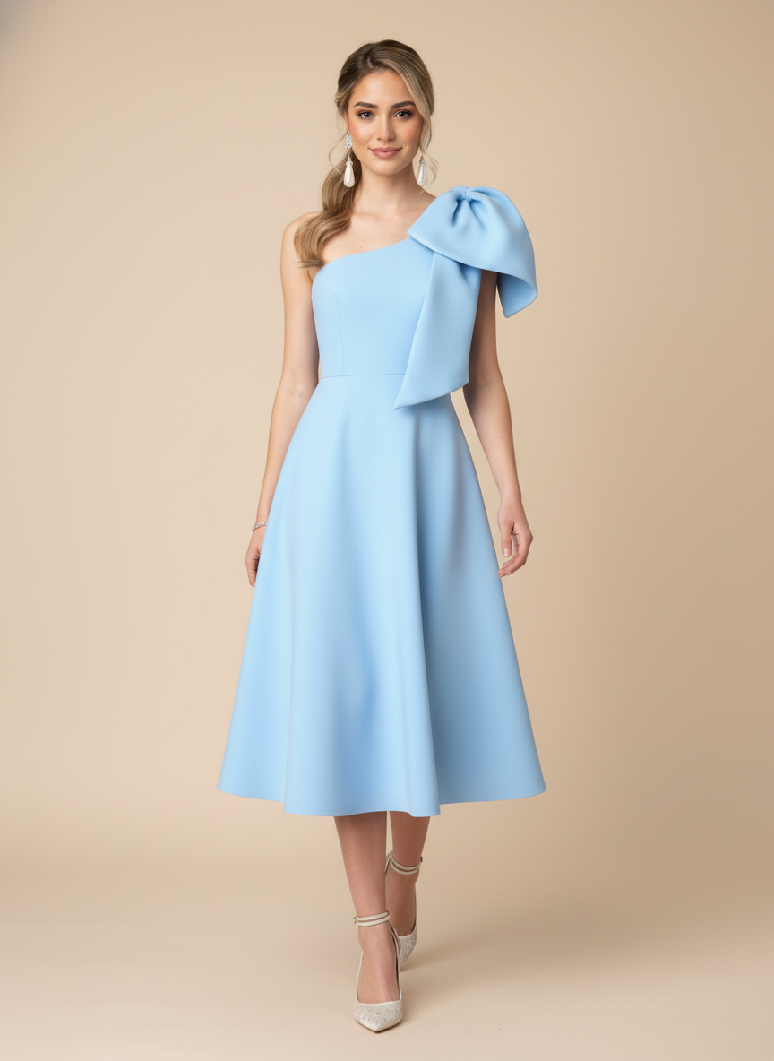 Vestido midi de un hombro Angelina