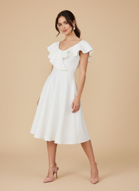 Vestido midi de escarolas Valerie