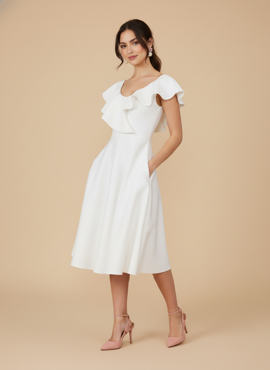 Vestido midi de escarolas Valerie