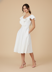 Vestido midi de escarolas Valerie