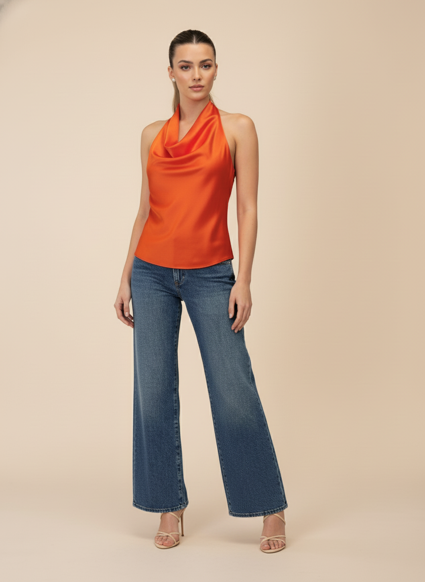 Blusa satín halter Amelia