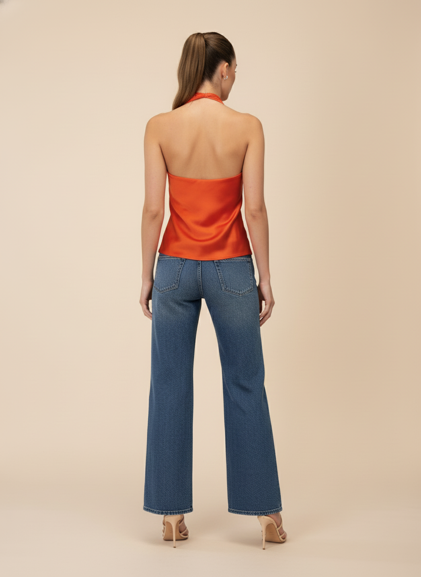 Blusa satín halter Amelia