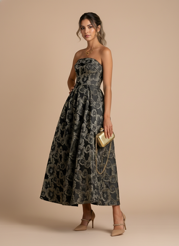 Vestido brocado midi Tabata