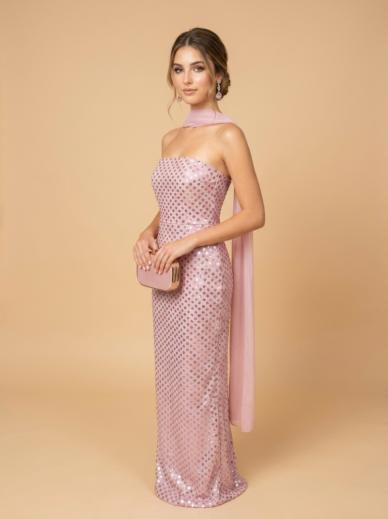 Vestido strapless de lentejuelas Elizabeth