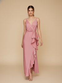 Vestido cruzado con escarola Madison