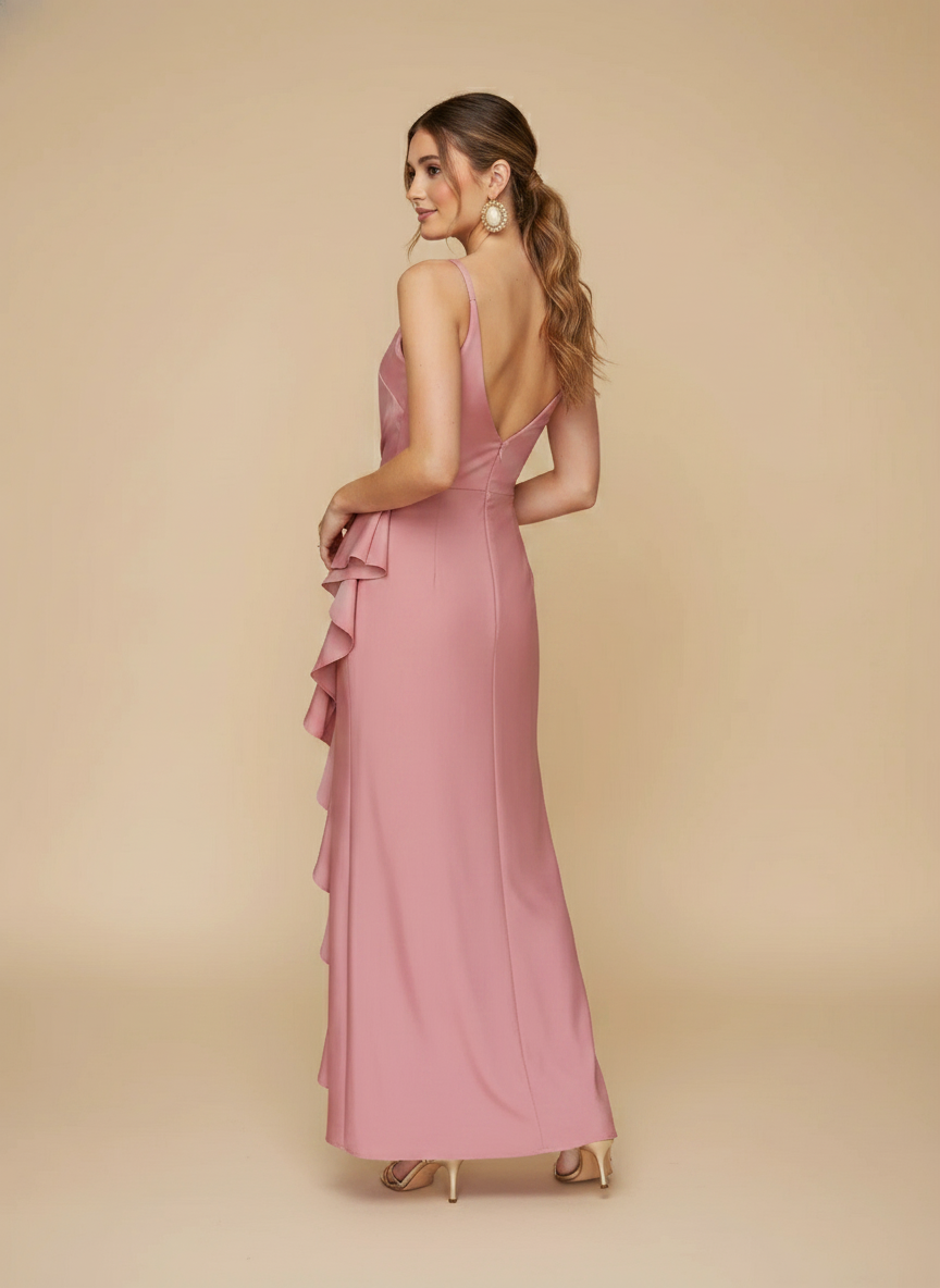 Vestido cruzado con escarola Madison