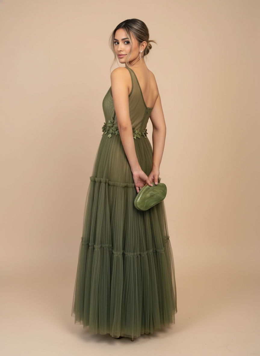 Vestido de un hombro de tul Ivy