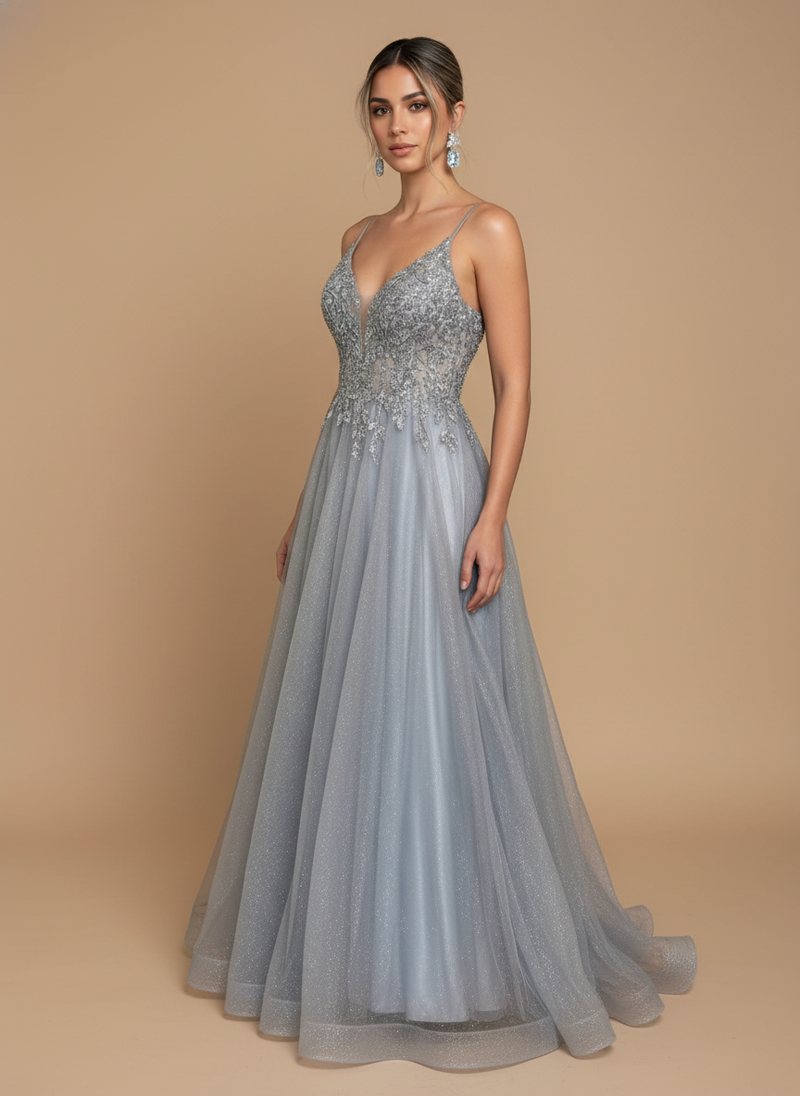 Vestido de tul boradado Brigitte