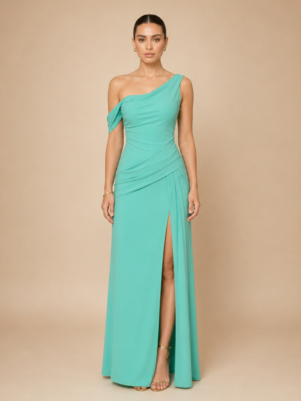 Vestido asimétrico con drapeado Isabella
