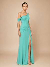 Vestido asimétrico con drapeado Isabella