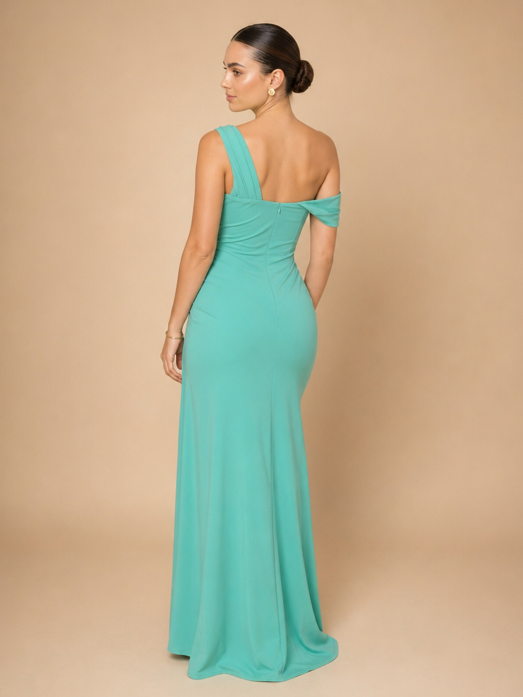 Vestido asimétrico con drapeado Isabella