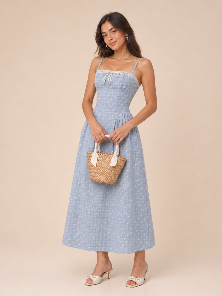 Vestido midi de cuadros Jane