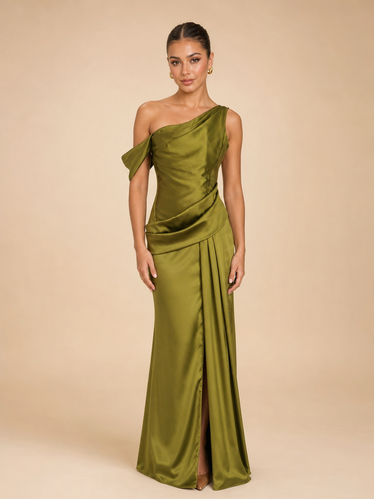 Vestido asimétrico con drapeado Carlota