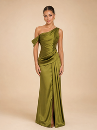 Vestido asimétrico con drapeado Carlota